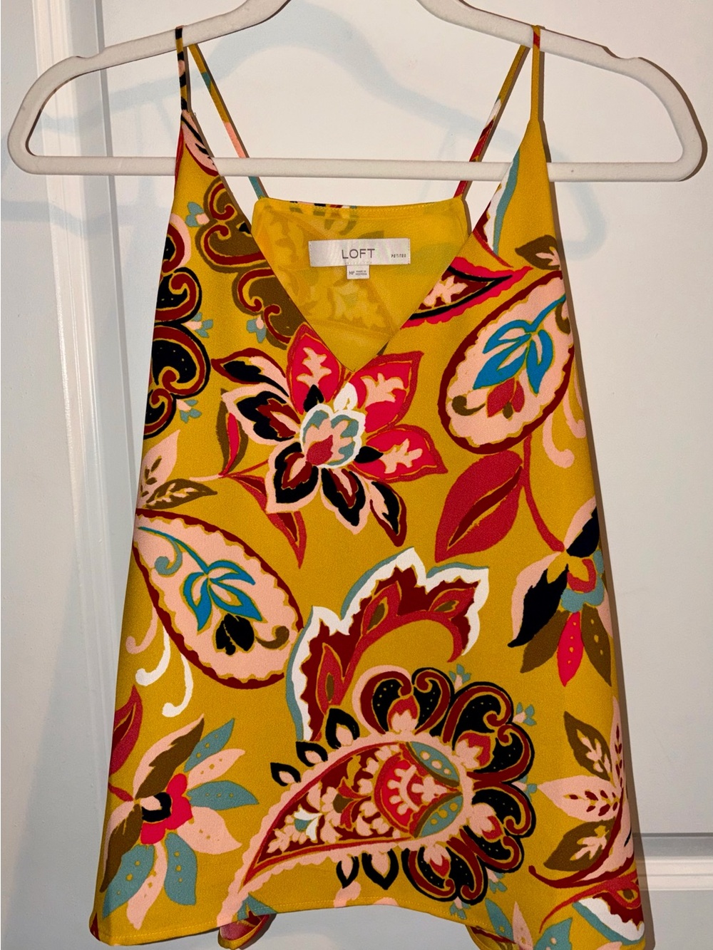 LOFT Yellow Floral Paisley V-Neck Cami